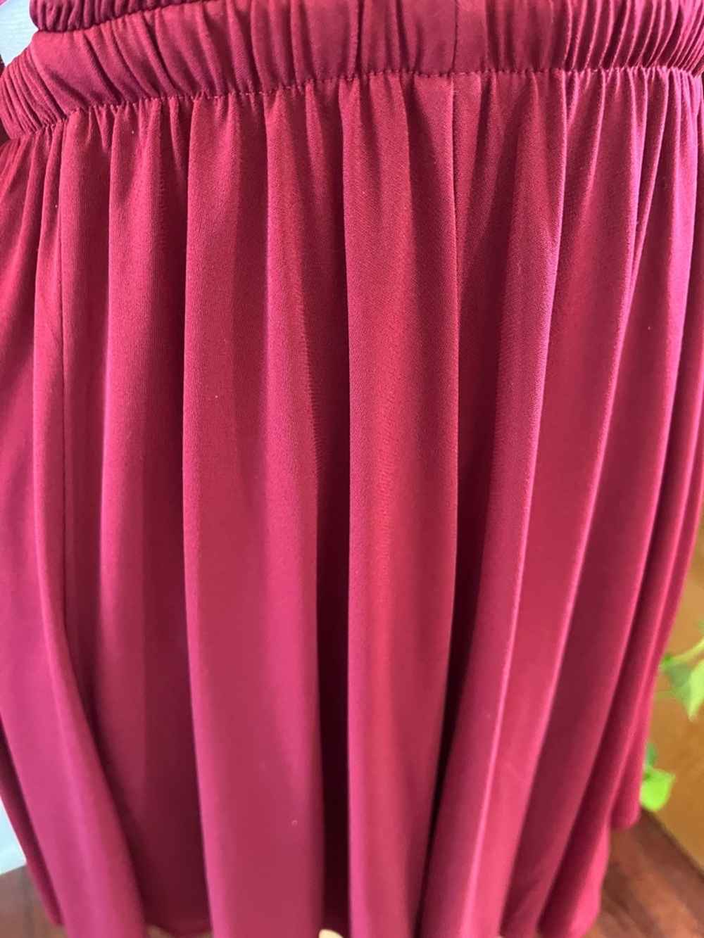 Express Burgundy Greek Goddess Style Mini Dress elastic ribbon Waistband Size S - Picture 6 of 11